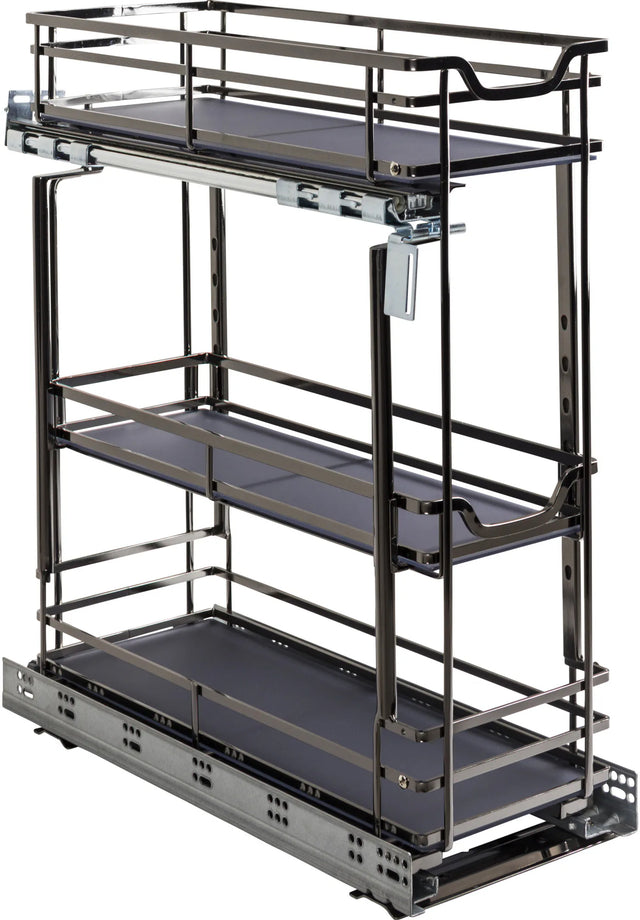 8'' Black Nickel STORAGE WITH STYLE® Metal''No Wiggle'' Soft-close Base Pullout SWS-BPO8BN