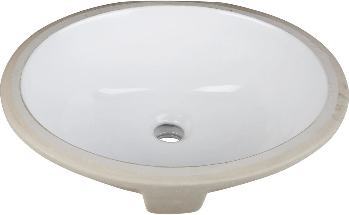 15-9/16'' L x 13'' W White Oval Undermount Porcelain Bathroom Sink With Overflow H8809WH