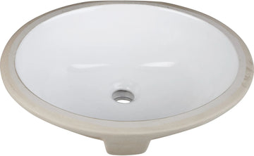 15-9/16'' L x 13'' W White Oval Undermount Porcelain Bathroom Sink With Overflow H8809WH