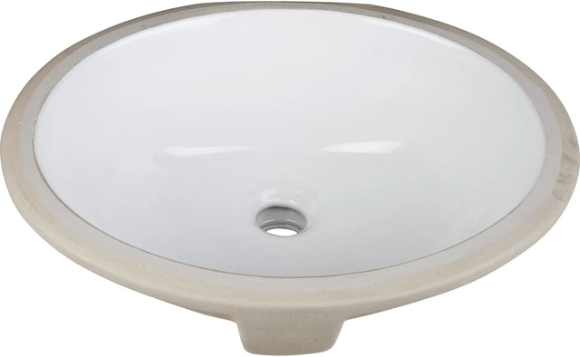 15-9/16'' L x 13'' W White Oval Undermount Porcelain Bathroom Sink With Overflow H8809WH