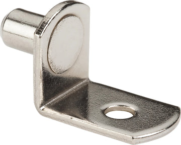 Bright Nickel 1/4'' Pin Angled Shelf Support with 3/4'' Arm and 1/8'' Hole - (1000 pieces per pack) 1610BN