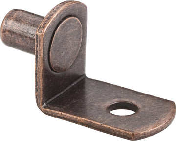 Antique Copper 1/4'' Pin Angled Shelf Support with 3/4'' Arm and 1/8'' Hole - (1000 pieces per pack) 1610AC