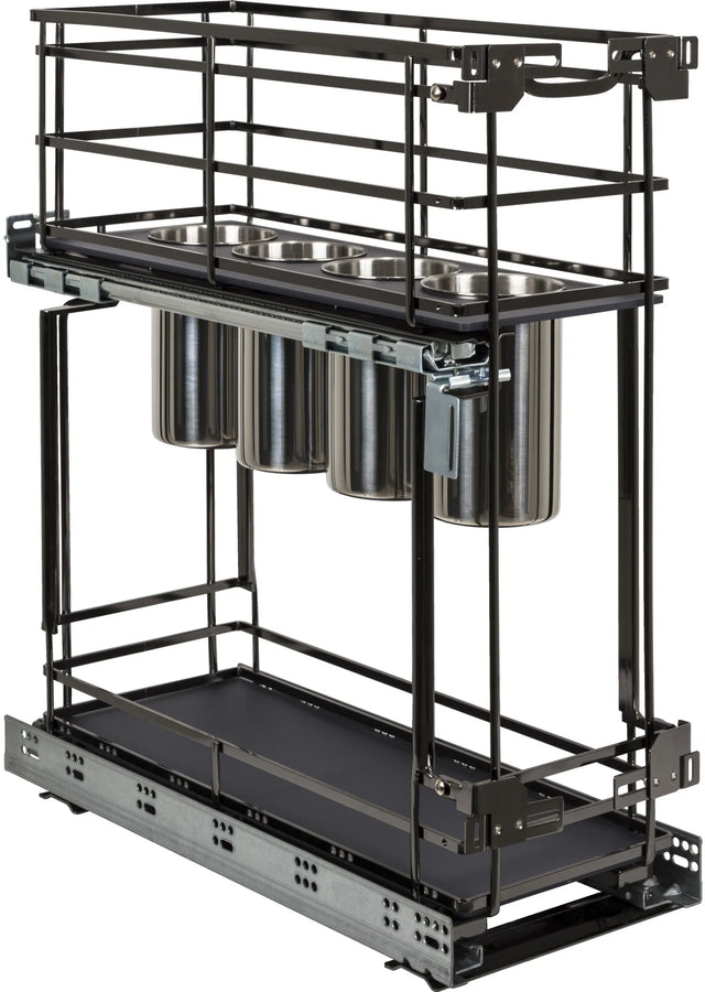 8'' Black Nickel STORAGE WITH STYLE® Metal''No Wiggle'' Soft-close Utensil Base Pullout SWS-UBPO8BN