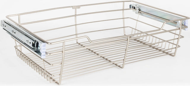 Pullout Closet Baskets Satin Nickel Closet Pullout Basket with Slides 16''D x 17''W x 6''H POB1-16176SN