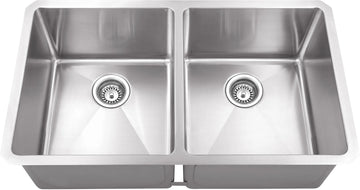 32'' L x 19'' W x 10'' D Undermount 16 Gauge Handmade Stainless Steel 50/50 Double Bowl Sink HMS250
