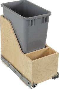 Single 35 Quart Wood Bottom-Mount Soft-close Vanity Trashcan Rollout for Door Mounting, Includes One Grey Can CDM-WBMS35VG