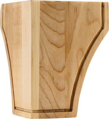 3-1/2'' W x 3-1/2'' D x 4-1/2'' H Rubberwood Triangular Mission Bun Foot BF35RW