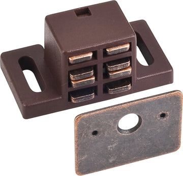 25 lb Brown Single Magnetic Catch with Bronze Strike and Screws 50652