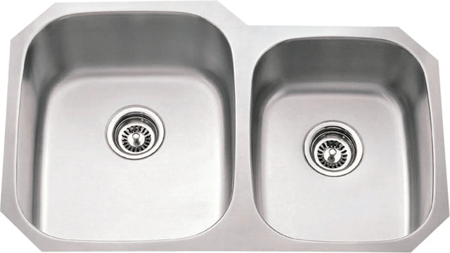 32'' L x 20-5/8'' W x 9'' D Undermount 18 Gauge Stainless Steel 60/40 Double Bowl Sink 801L-18