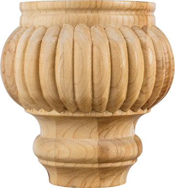 4-1/2'' W x 4-1/2'' D x 4-1/2'' H Rubberwood Reed Bun Foot FBF45RW