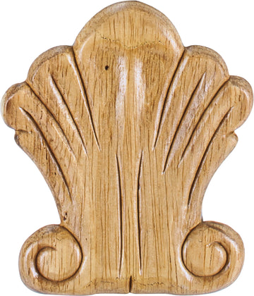 3-1/4'' W x 5/16'' D x 3-3/4'' H Rubberwood Pressed Shell Appliqué PAPL-09RW