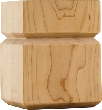 3-1/2'' W x 3-1/2'' D x 4-1/2'' H Maple Square Grooved Shaker Bun Foot BF33MP