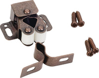 Double Roller Catch with Strike and Screws - Dark Brushed Antique Copper
