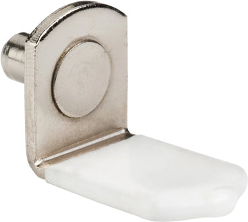 Bright Nickel 5 mm Pin Angled Shelf Support with 3/4'' Arm and White Sleeve - (1000 pieces per pack) 1708WBN