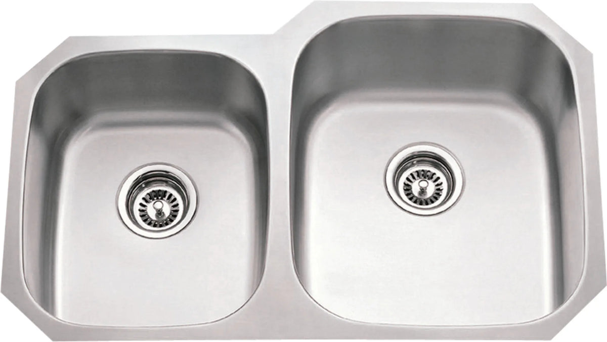 32'' L x 20-5/8'' W x 9'' D Undermount 18 Gauge Stainless Steel 40/60 Double Bowl Sink 801R-18