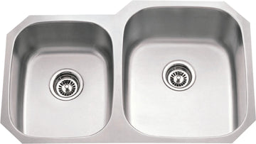 32'' L x 20-5/8'' W x 9'' D Undermount 18 Gauge Stainless Steel 40/60 Double Bowl Sink 801R-18