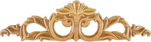 20-1/8'' W x 5/16'' D x 5-3/8'' H Pressed Rubberwood Acanthus Onlay PONL-02-20RW