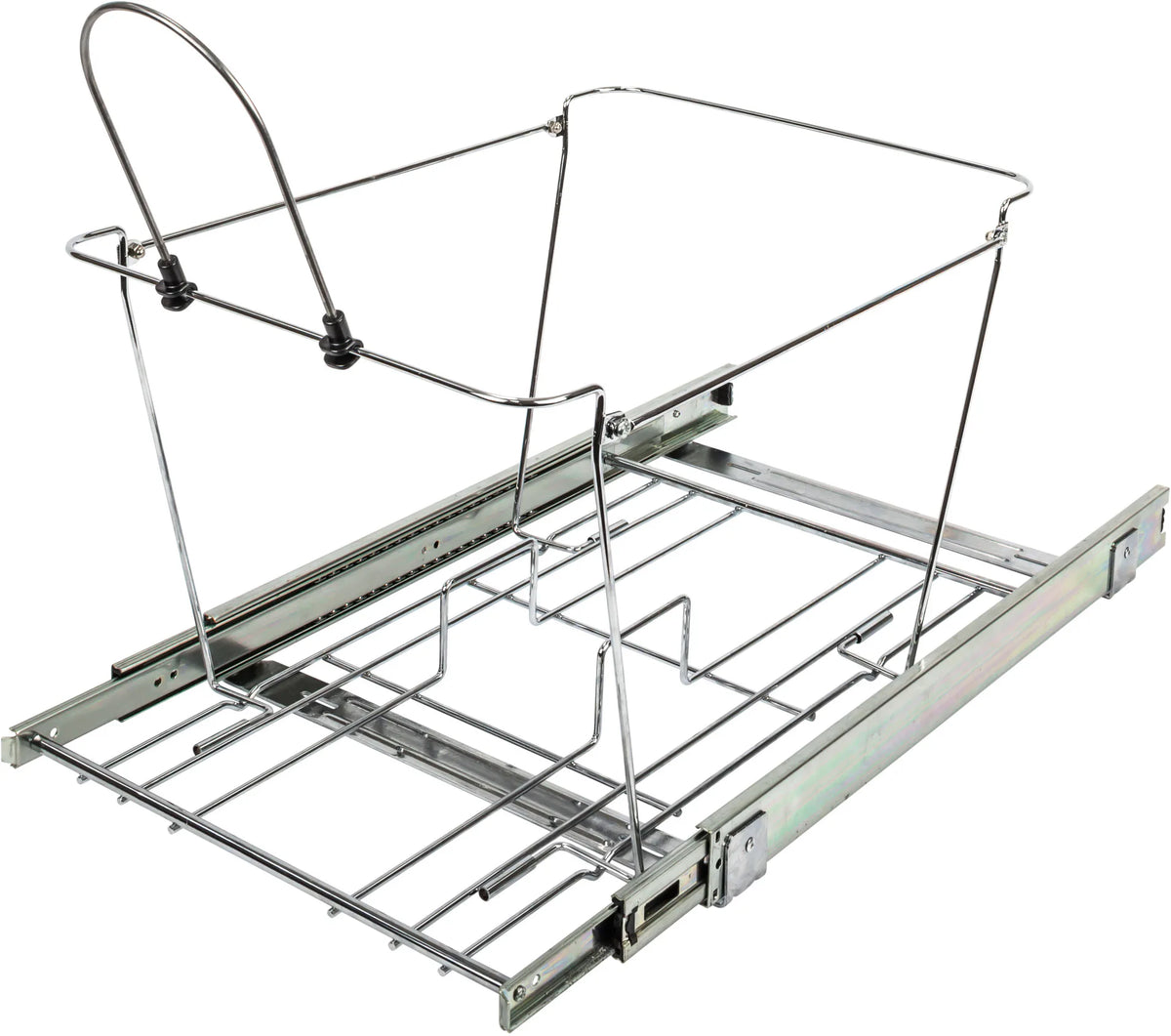 11-Min Organizers Double 50 Quart Polished Chrome Wire Bottom-Mount Trashcan Pullout CAN-EBMD50PC-R