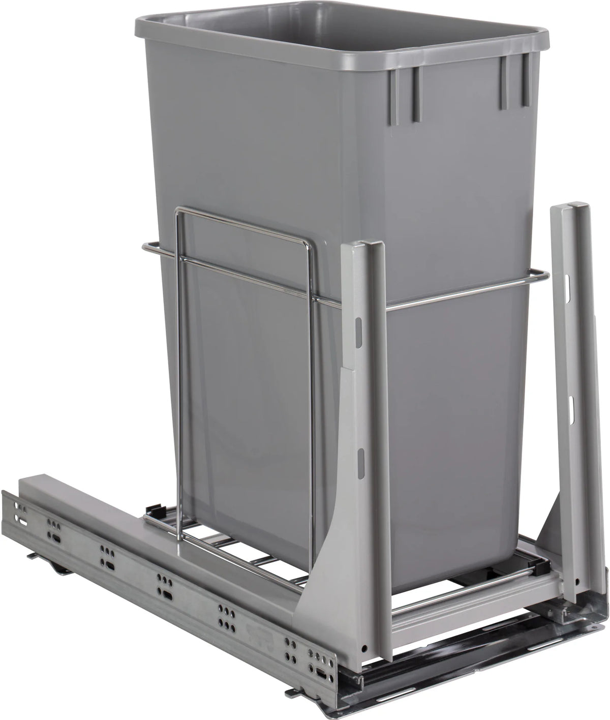 Waste Solution-Metal 35qt Wire Single Trashcan Pullout with Soft-close Slides WC-EMBM-S35G