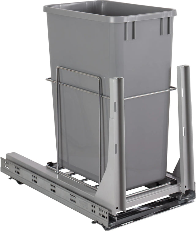 Waste Solution-Metal 35qt Wire Single Trashcan Pullout with Soft-close Slides WC-EMBM-S35G