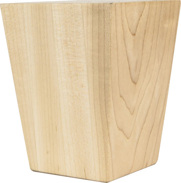 3-1/2'' W x 3-1/2'' D x 4-1/2'' H Rubberwood Square Tapered Shaker Bun Foot BF34-3.5-RW