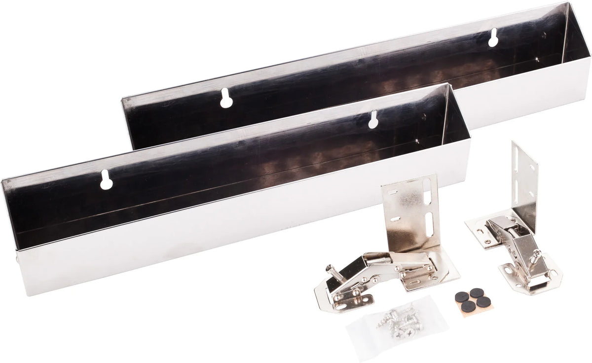11-Min Organizers 14-13/16'' Slim Depth Stainless Steel Tip-Out Tray Kit for Sink Front TOSS14S-R