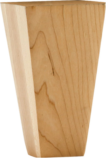 2-1/4'' W x 2-1/4'' D x 4-1/2'' H Cherry Square Tapered Shaker Bun Foot BF34-5-CH