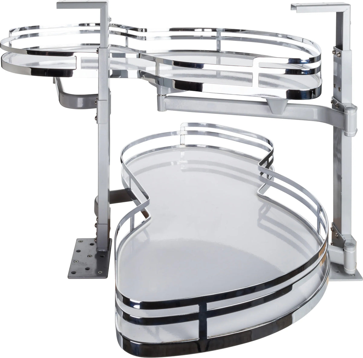 Blind Corners 15'' Polished Chrome and White Blind Corner Swingout for Openings on the Right of the Blind BCSO215PCWH-RH