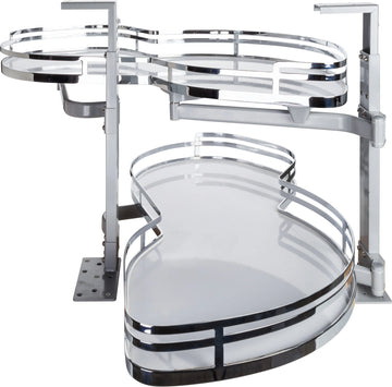 Blind Corners 15'' Polished Chrome and White Blind Corner Swingout for Openings on the Right of the Blind BCSO215PCWH-RH