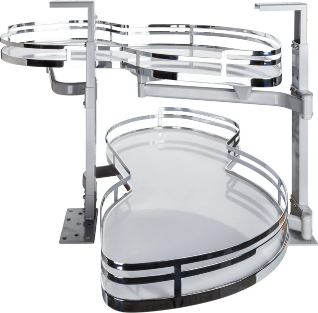Blind Corners 18'' Polished Chrome and White Blind Corner Swingout for Openings on the Right of the Blind BCSO218PCWH-RH