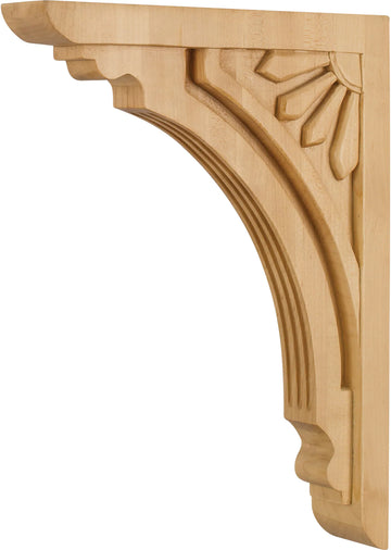 2'' W x 10-11/16'' D x 14'' H Rubberwood Art Deco Corbel COR5-4RW