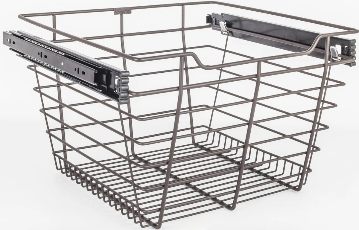 Pullout Closet Baskets Dark Bronze Closet Pullout Basket with Slides 16''D x 17''W x 11''H POB1-161711ORB