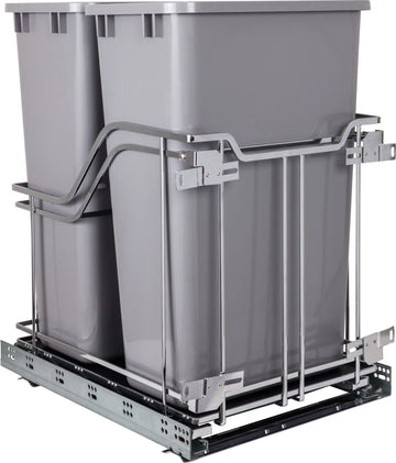 Double 50 Quart STORAGE WITH STYLE® Metal Soft-close Trashcan Pullout