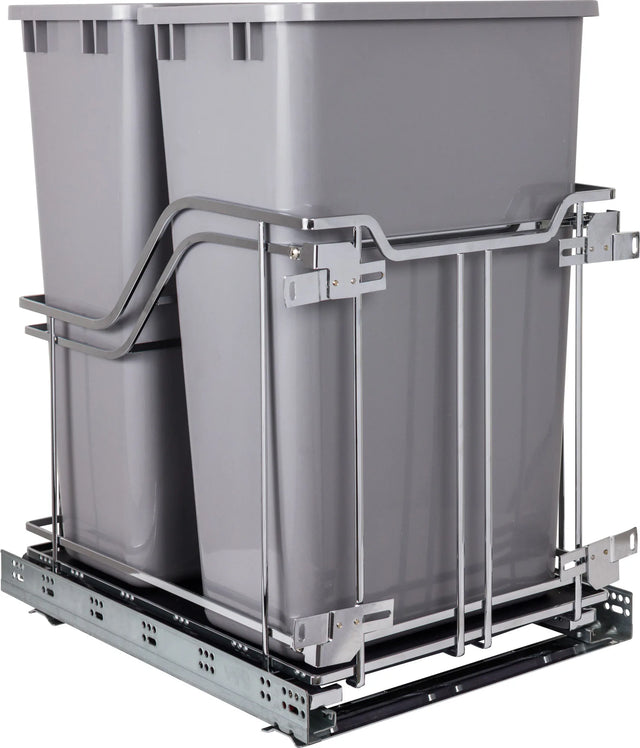 Double 50 Quart STORAGE WITH STYLE® Metal Soft-close Trashcan Pullout