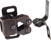 Double Roller Catch with Strike and Screws - Dark Brushed Antique Copper RC01-DBAC