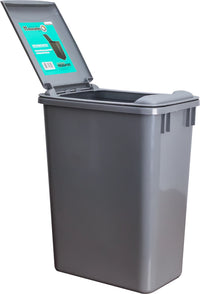 Waste Solution - Cans and Lids Box of 4 Grey 35 Quart Plastic Waste Containers CAN-35GRY-4