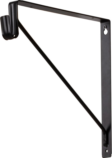 Closet Rod Brackets Matte Black Shelf Bracket with Rod Support for Oval Closet Rods 1530MB