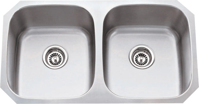 32-1/4'' L x 18-1/2'' W x 9'' D Undermount 16 Gauge Stainless Steel 50/50 Double Bowl Sink 802