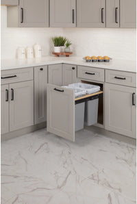 Waste Solution-Wood Top Mount Double Grey 35 Quart Top-Mount Trashcan Pullout for 15'' Opening CAN-TMD1535G-K