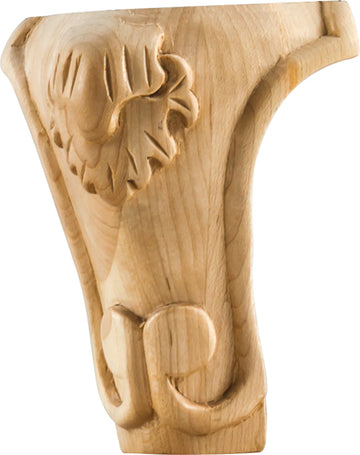 3-1/2'' W x 3-1/2'' D x 5'' H Cherry Acanthus Leg WLC50CH