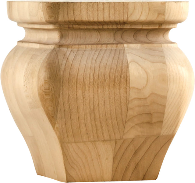 4-1/4'' W x 4-1/4'' D x 4-1/4'' H Cherry Square Turned Bun Foot BF90CH