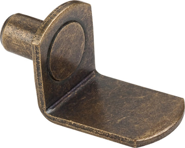 Antique Brass 1/4'' Pin Angled Shelf Support with 3/4'' Arm - (1000 pieces per pack) 1609AB