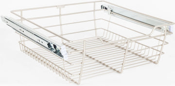 Pullout Closet Baskets Satin Nickel Closet Pullout Basket with Slides 14''D x 17''W x 6''H POB1-14176SN