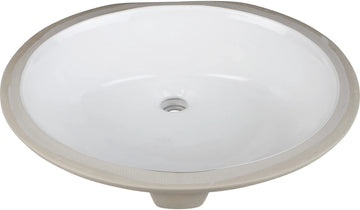 17-3/8'' x 14-1/4'' White Oval Undermount Porcelain Bathroom Sink With Overflow H8810WH