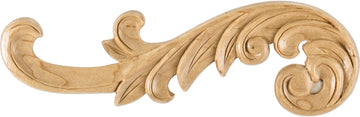 10-3/8'' W x 1/4'' D x 3-1/4'' H Left Curved Cherry Acanthus Appliqué APL-05-L-CH