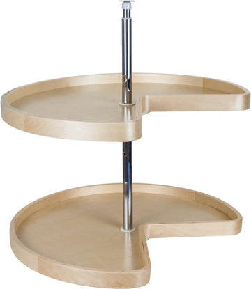 LazySusans 32'' Kidney Two-Shelf Banded Wood Lazy Susan Set BLSK232-SET