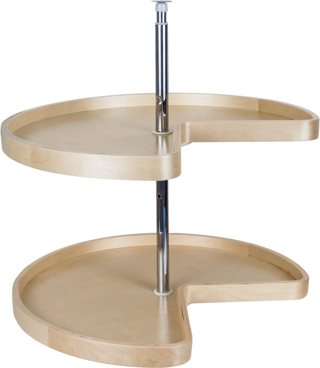 LazySusans 28'' Kidney Two-Shelf Banded Wood Lazy Susan Set BLSK228-SET