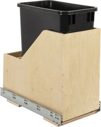 Single 35 Quart Wood Bottom-Mount Soft-close Vanity Trashcan Rollout for Hinged Doors, Includes One Can