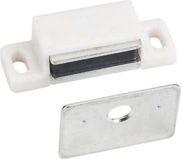 15 lb. White Single Magnetic Catch with Zinc Strike and Screws 50631