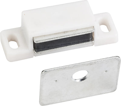 15 lb. White Single Magnetic Catch with Zinc Strike and Screws 50631